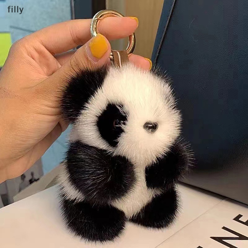 พวงกุญแจ-จี้ตุ๊กตาหมีแพนด้าขนมิงค์เทียมน่ารัก-ขนาดเล็ก-สําหรับผู้หญิง
