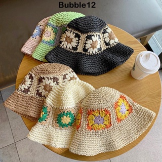 Bubble หมวกฟางถักโครเชต์ ระบายอากาศ สไตล์ญี่ปุ่น เหมาะกับชายหาด สําหรับชาวประมง