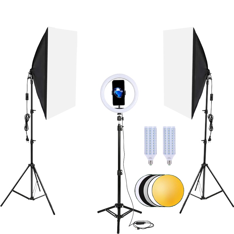 Photo Studio Ring Light & 60W/80W ไฟถ่ายรูป ไฟไลฟ์สด ไฟสตูดิโอ Softbox