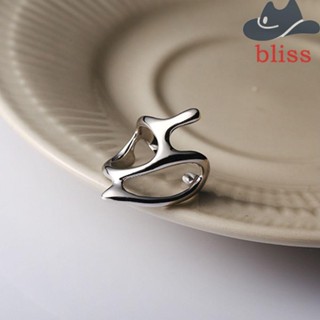 Bliss แหวนแฟชั่น ทรงเรขาคณิต กลวง สีเงิน สไตล์พังก์