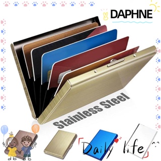Daphne กระเป๋าสตางค์ โลหะ สเตนเลส แบบพกพา กันสแกน 6 ตําแหน่ง คุณภาพสูง สําหรับใส่บัตรเครดิต