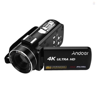 Andoer กล้องบันทึกวิดีโอดิจิทัล 4K มืออาชีพ เซนเซอร์ CMOS พร้อมฮ้อทชู สําหรับเมาท์ไมโครโฟน 3.0 นิ้ว มอนิเตอร์ IPS กันสั่น