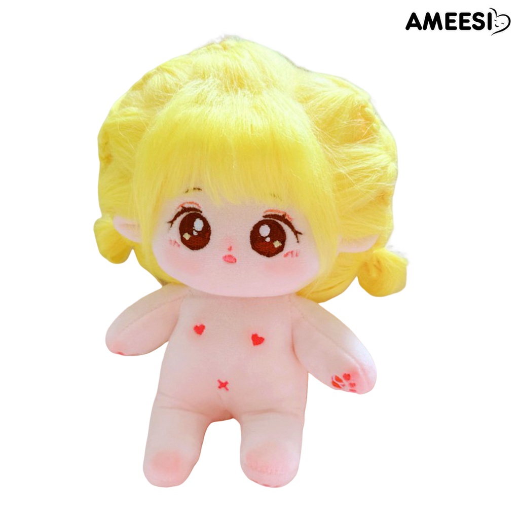 ameesi-ตุ๊กตาผ้าฝ้ายเปลือย-ขนปุย-สีเหลือง-ตาโต-น่ารัก-ขนาด-20-ซม-ของเล่นแกล้งทําเป็น-ไม่มีสิ่งกีดขวาง-สําหรับเด็กผู้หญิง