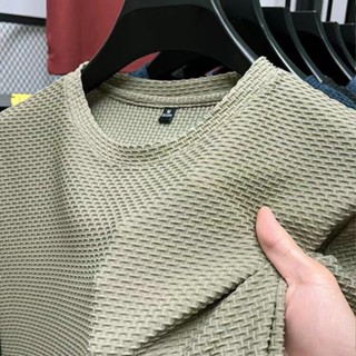 เสื้อยืดลําลอง ทรงหลวม แบบแห้งเร็ว สีพื้น สไตล์นักธุรกิจ สําหรับผู้ชาย