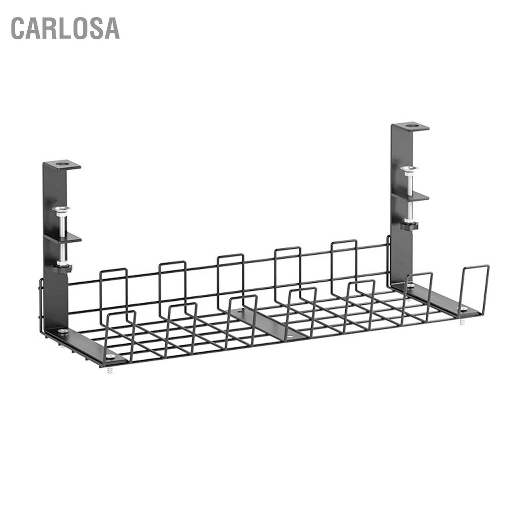 carlosa-มืออาชีพภายใต้โต๊ะจัดสายเคเบิลสำนักงานสีดำภายใต้โต๊ะการจัดการสายไฟชั้นวางถาด