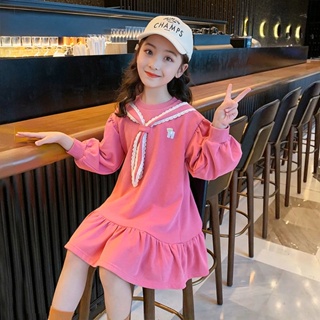 Girls Spring and Autumn dress 2023 New style Foreign Girl Princess dress loose long-sleeved Childrens Autumn sweater skirt