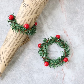 Christmas_ ห่วงรัดผ้าเช็ดปาก PVC ป้องกันริ้วรอย สําหรับงานปาร์ตี้คริสต์มาส 6 ชิ้น
