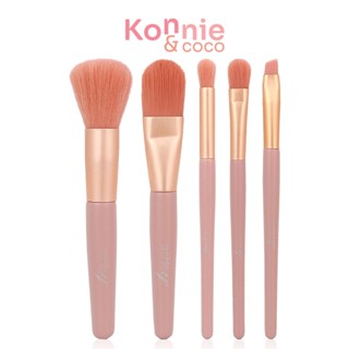 Ashley Soft Pastel Brush Set 5 Items แอชลี่ย์ เซทแปรงแต่งหน้าเอนกประสงค์สีชมพู 5 ชิ้น.