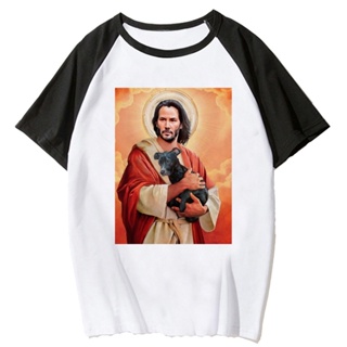 เสื้อยืด พิมพ์ลายการ์ตูนอนิเมะ Jesus สไตล์ญี่ปุ่น ฮาราจูกุ สําหรับผู้หญิง
