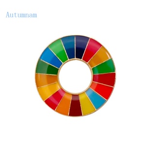 Autu เข็มกลัด ทรงกลม SDG Pin - เป้าหมายการพัฒนาที่ยั่งยืน สไตล์ยุโรป สําหรับผู้หญิง ผู้ชาย