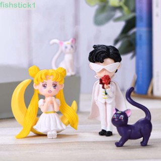 Fishstick1 โมเดลฟิกเกอร์ PVC รูปการ์ตูนเซเลอร์มูน แมวน่ารัก DIY สําหรับตกแต่งภายใน เก็บสะสม