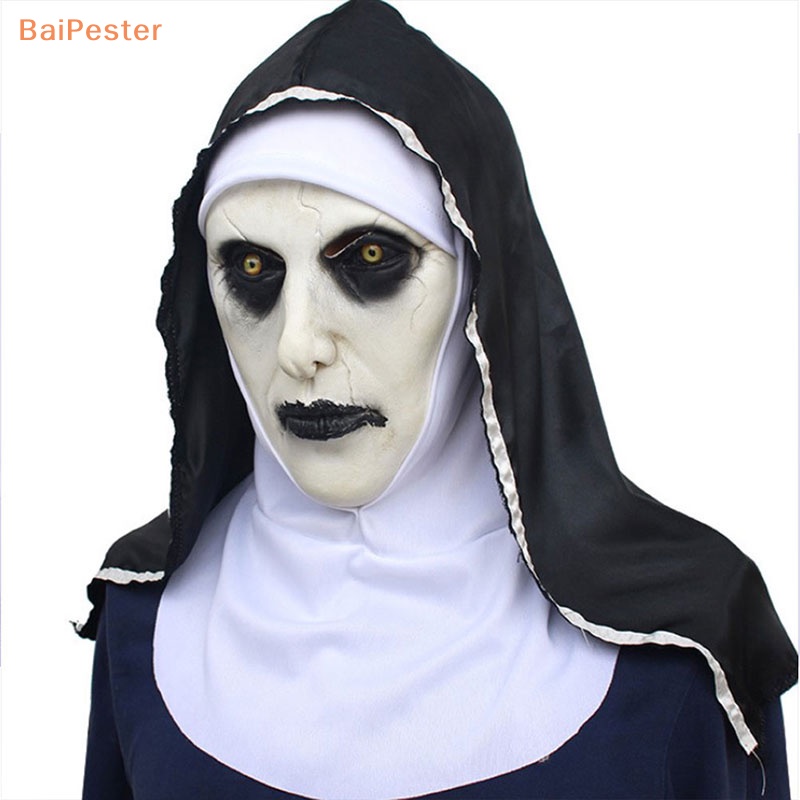 baipester-หน้ากากยาง-รูป-the-horror-scary-nun-พร้อมผ้าพันคอ-สําหรับแต่งคอสเพลย์ฮาโลวีน