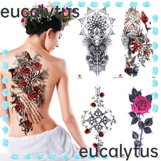 Eutus สติกเกอร์รอยสักชั่วคราว ลายดอกกุหลาบ สิงโต 3D กันน้ํา DIY สําหรับผู้หญิง