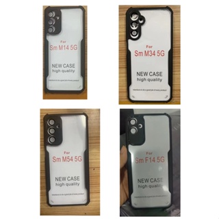 Samsung Galaxy M54 M34 M14 F14 5G Transparent Acrylic Soft TPU Edges Hybrid Case Shockproof Bumper Phone Casing Corner Airbag Anti Drop Camera Protective Back Cover