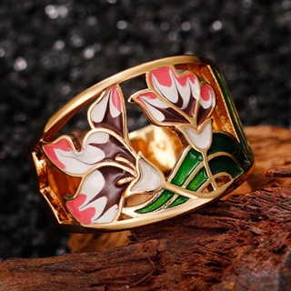 แหวนทองแดงชุบทอง รูปแบบหยด สําหรับผู้หญิง แฟชั่น เทรนด์ฮิปฮอป สไตล์ชนเผ่า โลหะผสม แหวนนิ้ว ผู้หญิง เครื่องประดับปาร์ตี้