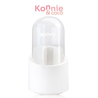 Konvy Rotatable Makeup Brush Storage Bucket #White กล่องเก็บแปรงแต่งหน้า สีขาว มีฝาครอบกันฝุ่น แบ่งได้หลายช่อง.