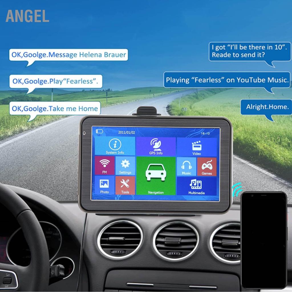 ANGEL GPS Navigator 5 ในหน้าจอสัมผัส 256MB 8G 3D 2D แผนที่สำหรับรถยนต์ ...