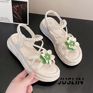 JUSLIN   รองเท้าแตะผู้หญิง ส้นแบน ใส่สบาย สไตล์เกาหลี รองเท้าแฟชั่น 2023 ใหม่  สบาย Korean Style fashion สไตล์เกาหลี B98G0QX 37Z230910