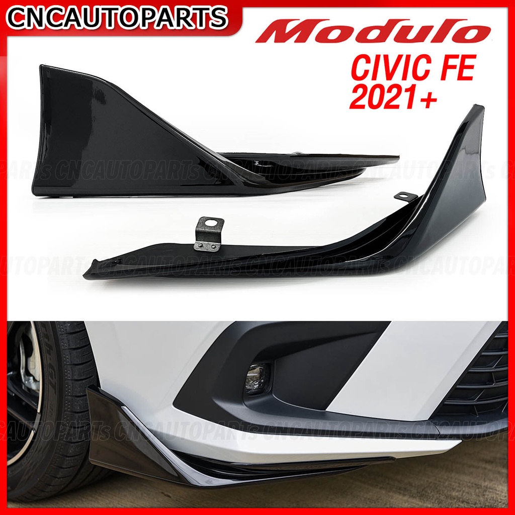 ชุดแต่ง-honda-civic-fe-ทรง-modulo-ปี-2021-2022-2023-ลิ้นหน้า-สเกิร์ต-สีดำเงา-ตูดเป๋ด-สปอยเลอร์-ซีวิค