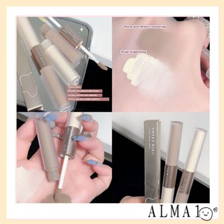 Alma คอนทัวร์ สติ๊ก เนื้อแมตต์ ไฮไลท์ 2 In 1 กันน้ํา สีเทา สีน้ําตาลโทนอุ่น ปรับสีผิวให้กระจ่างใส เครื่องสําอาง บรอนเซอร์หน้า