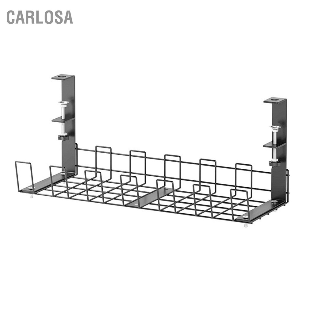 carlosa-มืออาชีพภายใต้โต๊ะจัดสายเคเบิลสำนักงานสีดำภายใต้โต๊ะการจัดการสายไฟชั้นวางถาด
