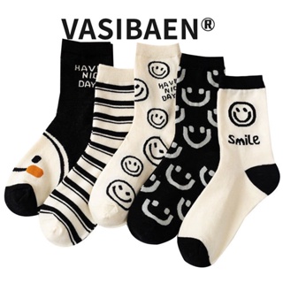 Vasibaen Oooo ถุงเท้าข้อยาว แบบหนา ใส่สบาย ให้ความอบอุ่น สําหรับผู้หญิง
