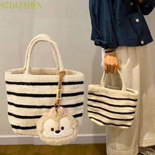 DAISHEN1 Women Handbag Trendy Travel Casual Stripe Ethnic Style Mommy  Weave Shopping  Storage  Shoulder Bag