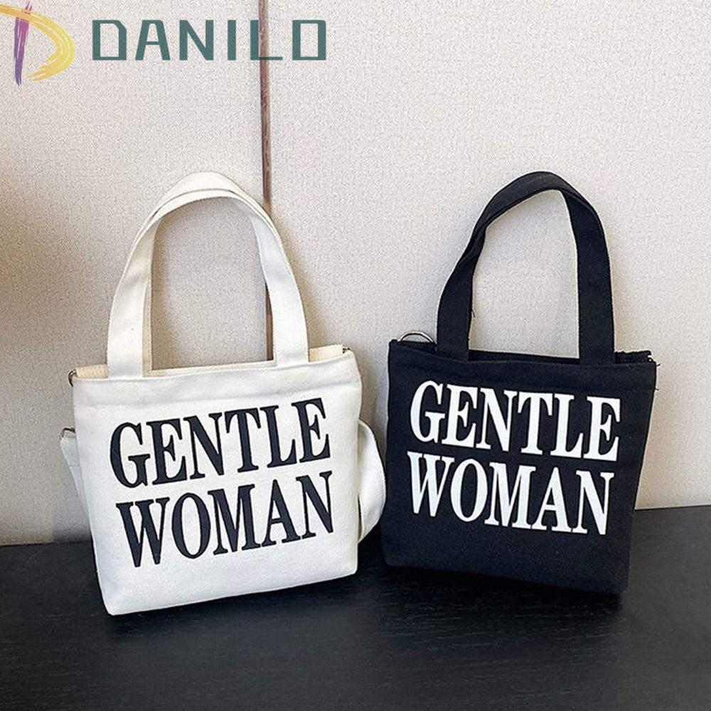 danilo-gentlewoman-กระเป๋าสะพายไหล่-ผ้าแคนวาส-มีซิป-ขนาดเล็ก-แบบพกพา-ลายตัวอักษรไทย-สําหรับนักเรียนหญิง