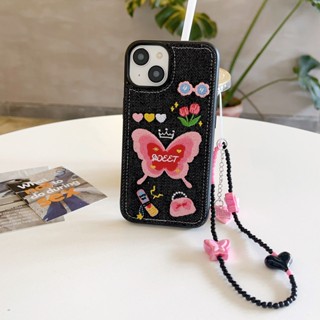 เคสโทรศัพท์มือถือ TPU ปักลายผีเสื้อ กันกระแทก สําหรับ Apple IPhone 15 14 13 12 11 Pro Max