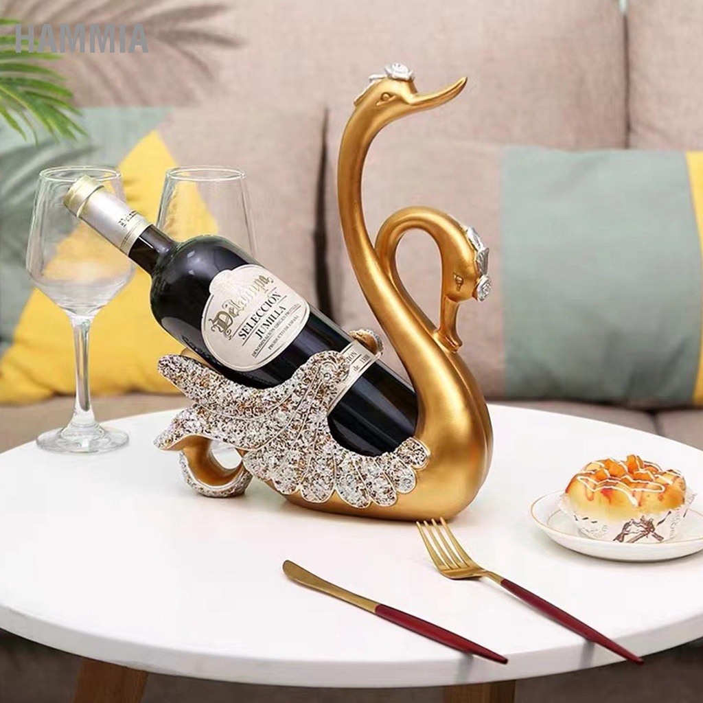HAMMIA Luxury Swan Wine Rack นวัตกรรมเดสก์ท็อปไวน์ตู้เครื่องประดับตก ...