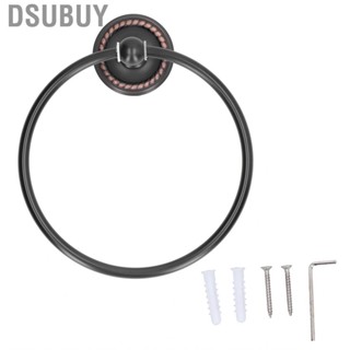 Dsubuy Bathroom Towel Ring Black Twist Anticorrosion Wall Mounted Holder for Lavatory