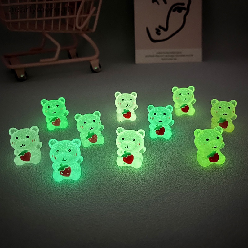 aa-เรซิ่น-รูปหมีสตรอเบอร์รี่-เรืองแสง-อุปกรณ์เสริม-สําหรับตกแต่ง-2-ชิ้น