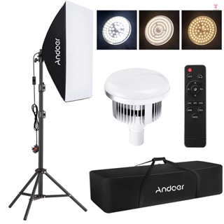 Andoer-2 Photography Kit with 50x70cm Softbox and Remote Control for Studio Portrait Product Photo Video