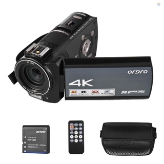 {Fsth} Ordro HDR-AX10 กล้องบันทึกวิดีโอดิจิทัล 4K WiFi DV 3.5 นิ้ว IPS แผงสัมผัส 30MP ซูม 30X ตรวจจับใบหน้า IR เวอร์ชั่นกลางคืน ป้องกันการสั่นไหว พร้อมรีโมตคอนโทรล