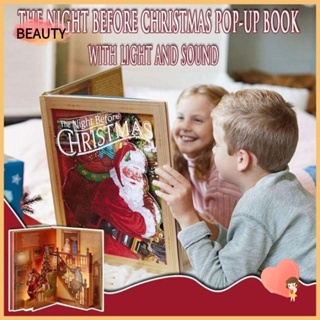 Beauty หนังสือป๊อปอัพ ลายคริสต์มาส พร้อมไฟ และเสียง สร้างสรรค์ ของขวัญวันคริสต์มาส