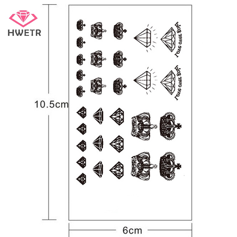 hwetr-สติกเกอร์รอยสักชั่วคราว-ลายมงกุฎเพชร-กันน้ํา-สําหรับแต่งหน้า