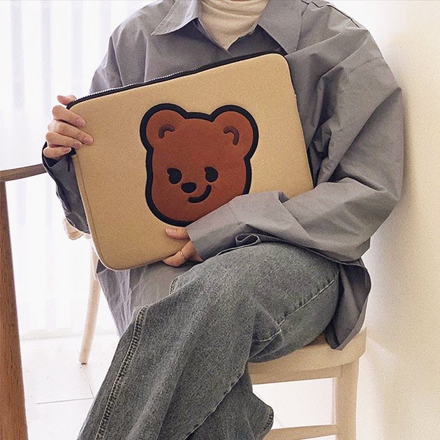 กระเป๋าโน๊ตบุ๊คลายพี่หมี-14-แนววินเทจ-สำหรับใส่โน๊ตบุ๊ค-notebook-bag-notebook-case-กระเป๋าคอมพิวเตอร์-กันกระแทก