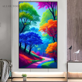 ชุดงานจิตรกรรมเม็ดบีด ทรงเพชรกลม 5D รูปต้นไม้หลากสี 45x75 ซม. DIY [alloetools.th]