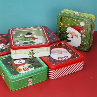 Christmas_ กล่องของขวัญคริสต์มาส ลายซานตาคลอส พร้อมฝาปิด สีโปร่งใส สําหรับปาร์ตี้ปีใหม่