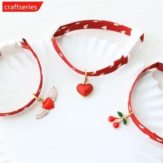 Craftseries ปลอกคอสัตว์เลี้ยง สุนัข แมว น่ารัก หัวเข็มขัดนิรภัย รูปแบบความรัก ปลอกคอปรับได้ นางฟ้า ดอกไม้ เชอร์รี่ สร้อยคอ อุปกรณ์แมว A3S8