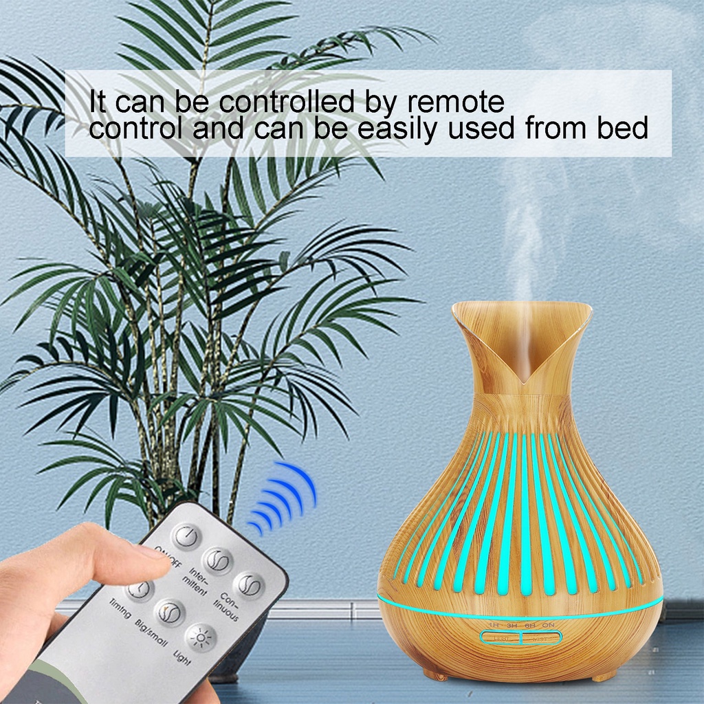 Home&Gardening 400ml ไม้ GRAIN Aromatherapy Diffuser รีโมทคอนโทรล