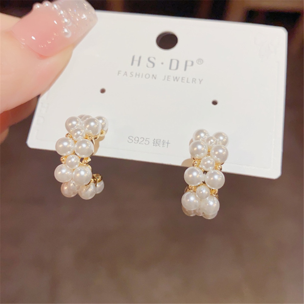 ต่างหูสตั๊ด-เงิน-s925-ประดับมุก-ทรงกลม-สไตล์เกาหลี-เครื่องประดับ-สําหรับผู้หญิง