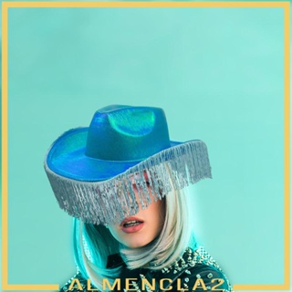 [Almencla2] หมวกคาวบอย หมวกดิสโก้ หมวกยีน ปีกกว้าง หมวกกันน็อก ประดับขอบ โฮโลแกรม คลับ เจ้าสาว ชาวเวอร์ ทุกเพศ