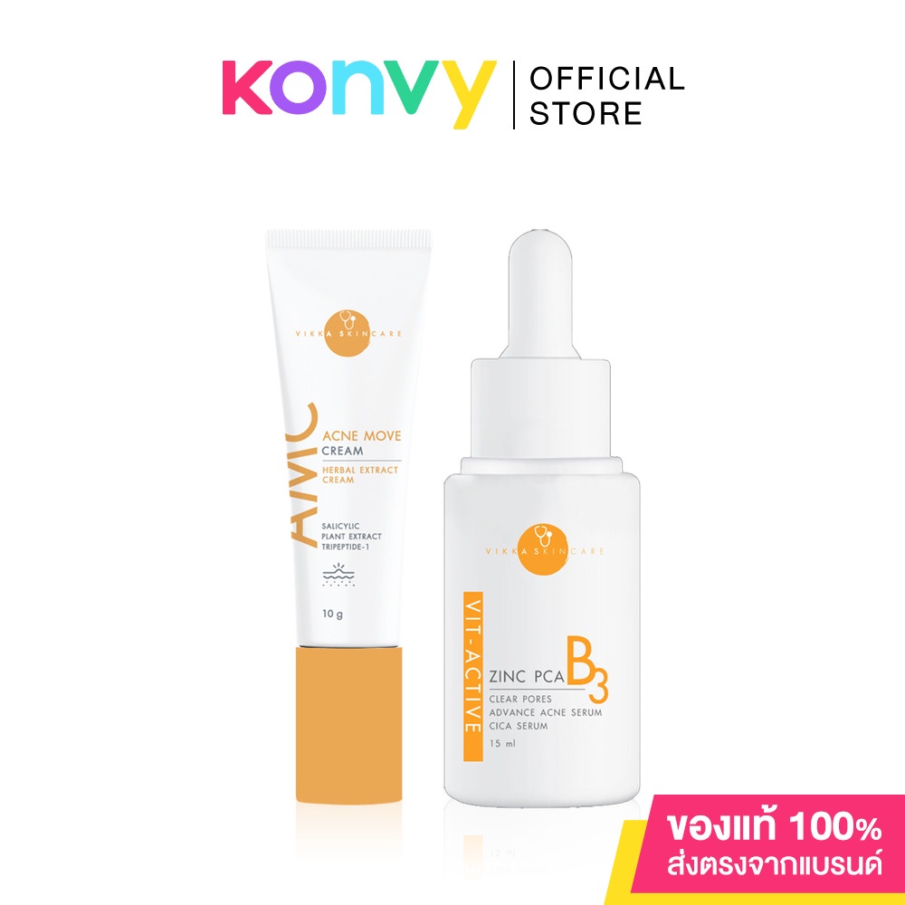 Vikka Skincare Set 2 Items VitActive B3 Zinc PCA Serum 15ml + Acne