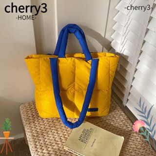 Cherry3 กระเป๋าถือ กระเป๋าสะพายไหล่ ผ้าฝ้าย ขนาดใหญ่ จุของได้เยอะ หรูหรา ให้ความอบอุ่น แฟชั่นฤดูหนาว สําหรับสตรี