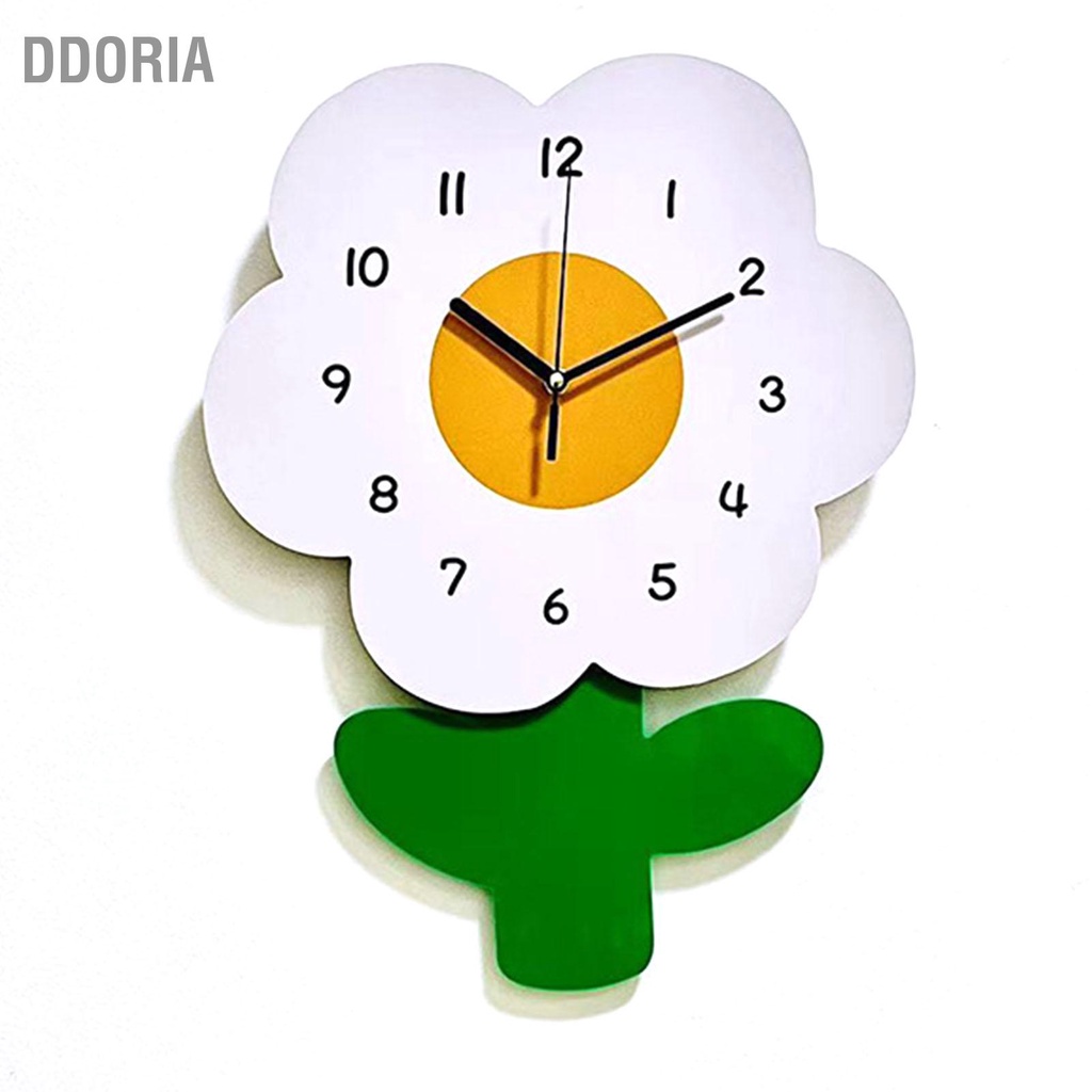 ddoria-นาฬิกาแขวนผนังรูปดอกไม้สำหรับเด็กการ์ตูนน่ารักนาฬิกาแขวนเงียบสำหรับห้องนั่งเล่นสำนักงาน
