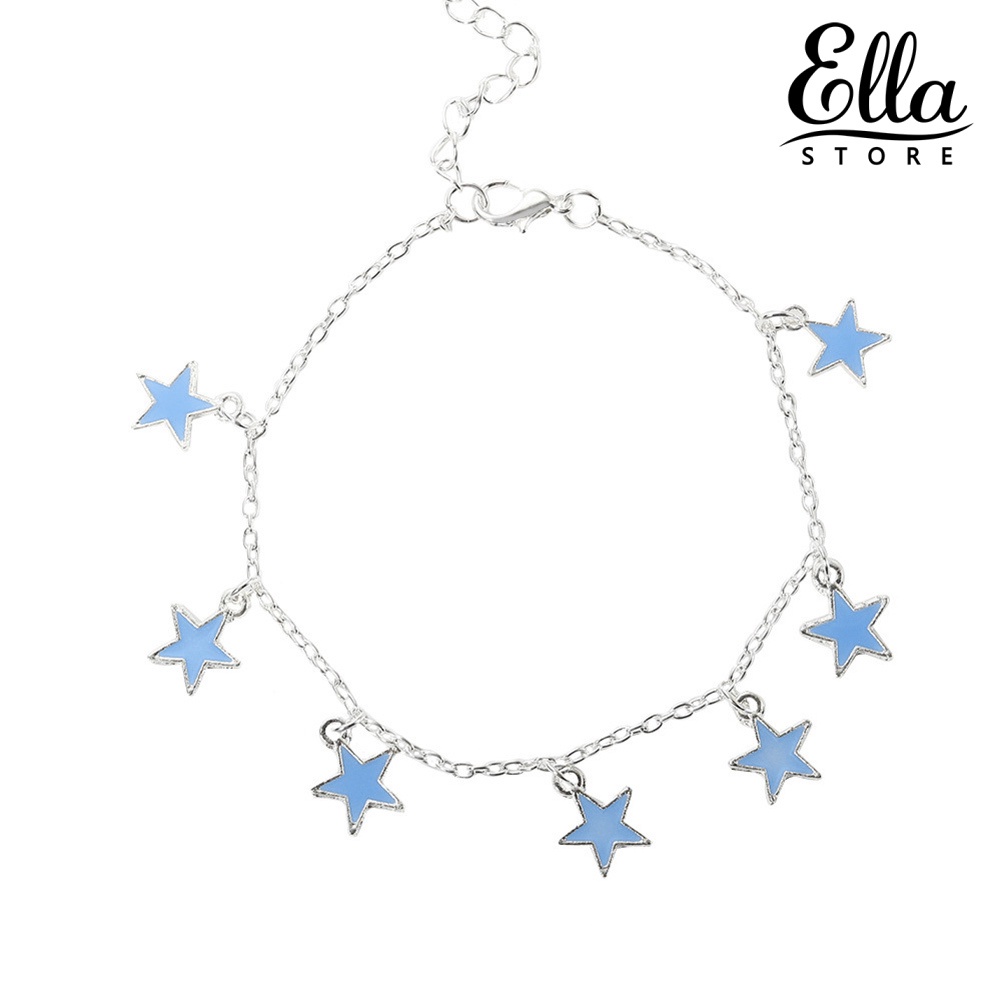 ellastore123-สร้อยข้อเท้า-จี้รูปดาว-เรืองแสง-สีฟ้า-เครื่องประดับ-สําหรับผู้หญิง