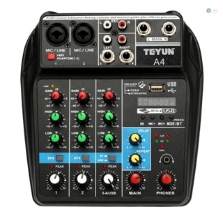 [พร้อมส่ง] Tu04 BT คอนโซลมิกซ์เสียง 5V 2A Phantom Power Monitor AUX Paths Plus Effects 4 Channels Audio Mixer พร้อม USB