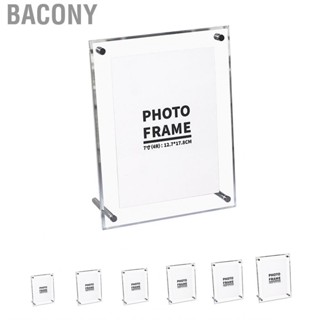 Bacony Transparent Photo Frame Acrylic Picture to Display  and Photos with Metal Rack