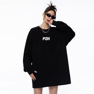 เสื้อยืดคอกลม แขนยาว ผ้าฝ้ายแท้ ทรงหลวม สวมใส่สบาย เข้ากับทุกการแต่งกาย สําหรับผู้ชาย
